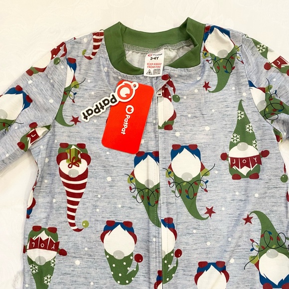 PatPat Kids Christmas Gnome All-over Print Long-sleeve Green Romper Pajamas Sets - Picture 8 of 8
